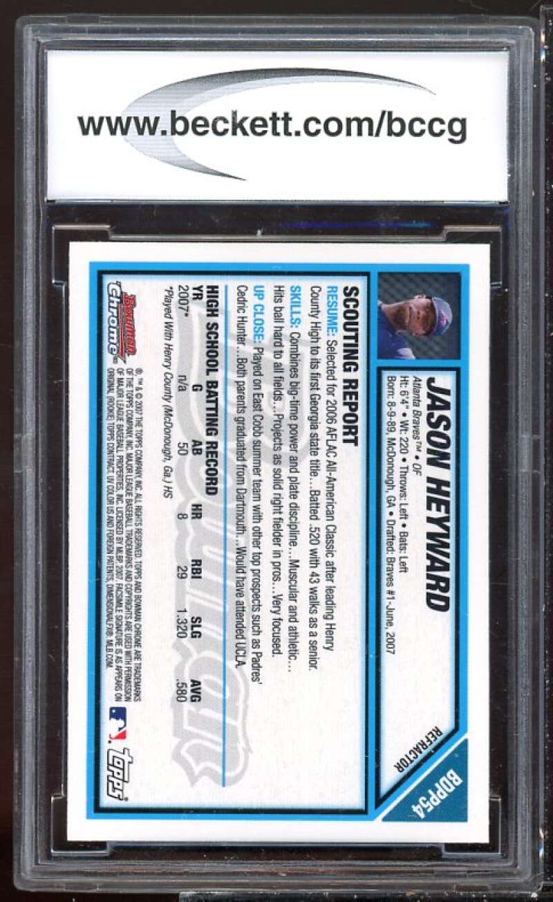 Jason Heyward Rookie Card 2007 Bowman Chrome DP Refractors #BDPP54 BGS BCCG 10 Image 2