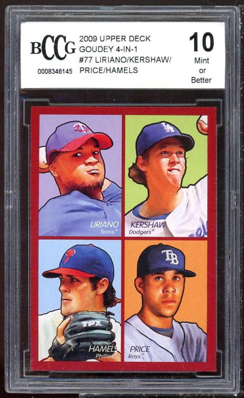 Liriano/Price/Hamels/Clayton Kershaw Card 2009 UD Goudey 4-IN-1 BGS BCCG 10 Image 1