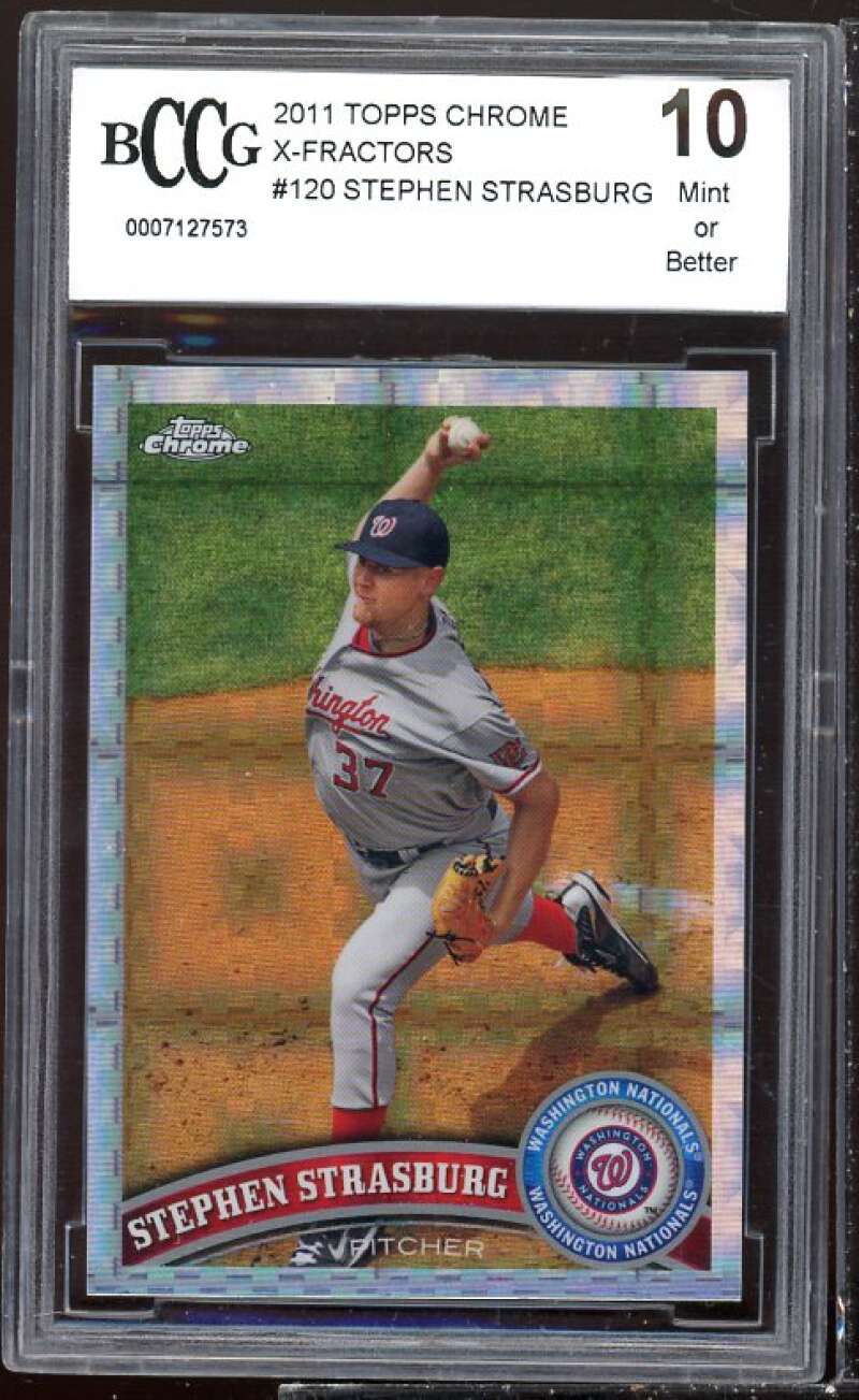 Stephen Strasburg Card 2011 Topps Chrome X-Fractors #120 BGS BCCG 10 Image 1