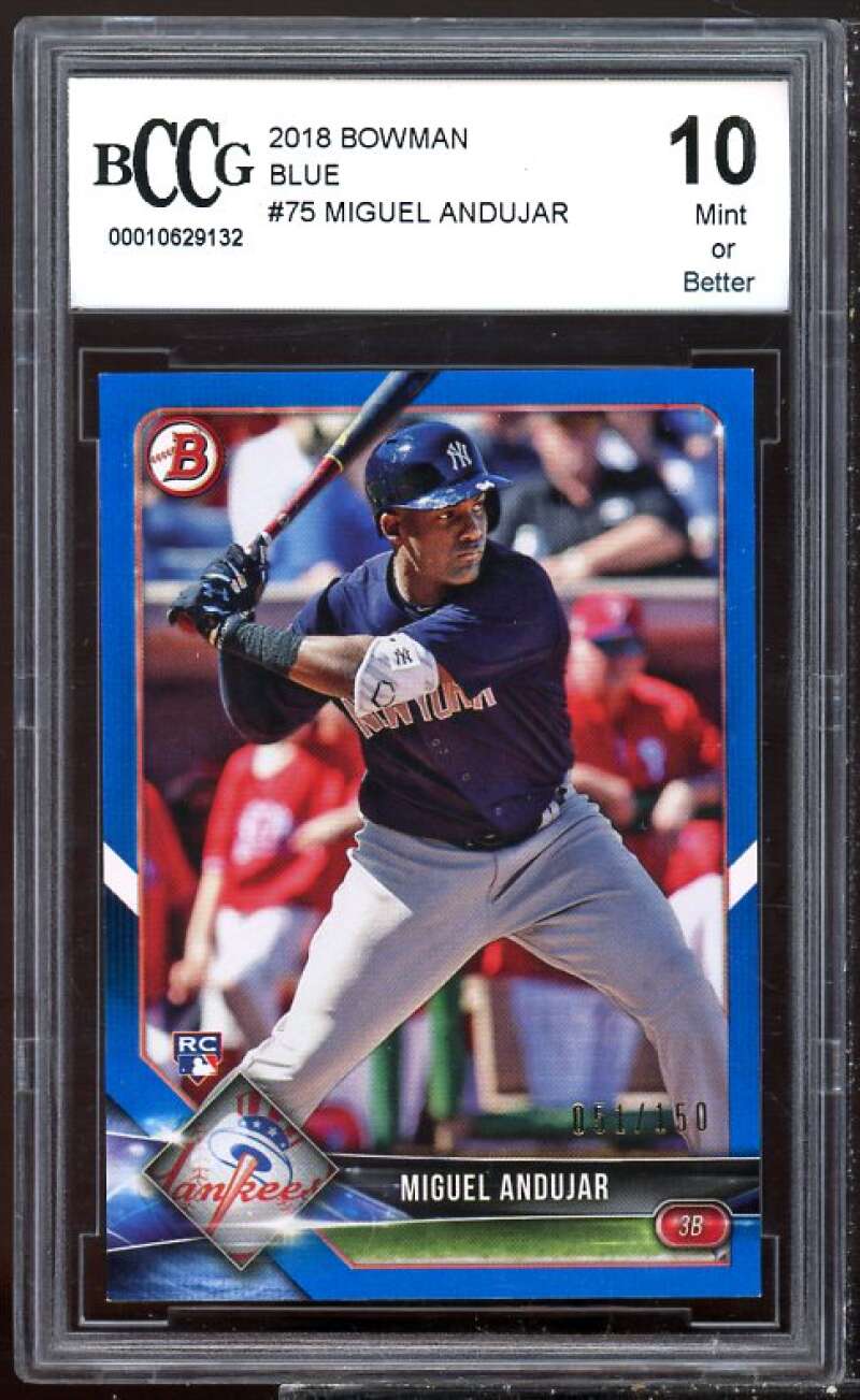 Miguel Andujar Card 2018 Bowman Blue #75 BGS BCCG 10 Image 1