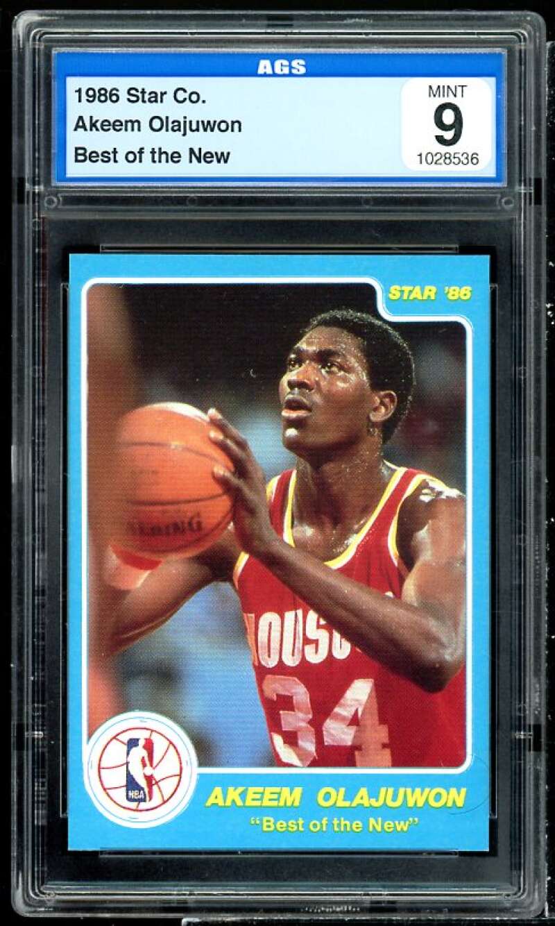 Akeem Olajuwon Rookie Card 1986 Star Best Of The New #nno AGS 9 MINT Image 1