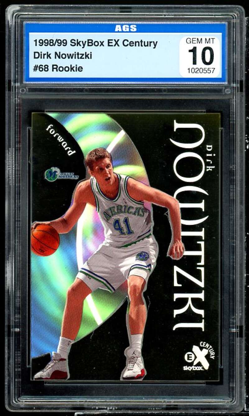 Dirk Nowitzki Rookie Card 1998-99 Skybox EX Century #68 AGS 10 GEM MT Image 1