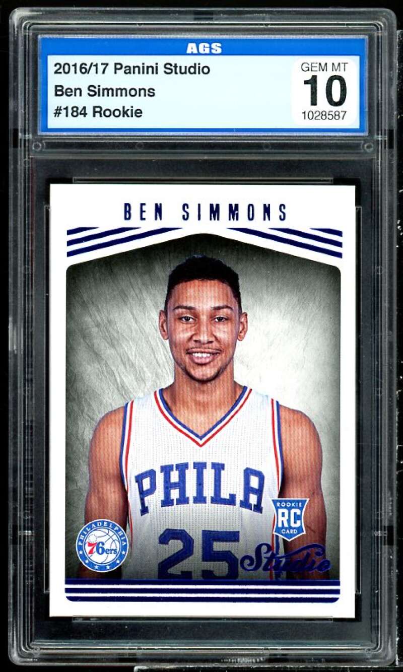 Ben Simmons Rookie Card 2016-17 Panini Studio #184 AGS 10 GEM MT Image 1