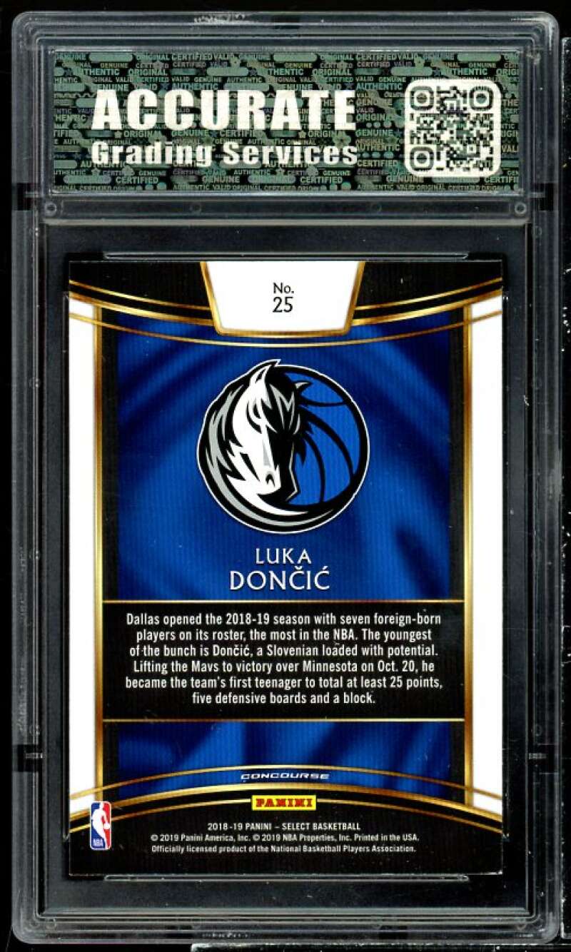 Luka Doncic Rookie Card 2018-19 Panini Select #25 AGS 10 GEM MT Image 2