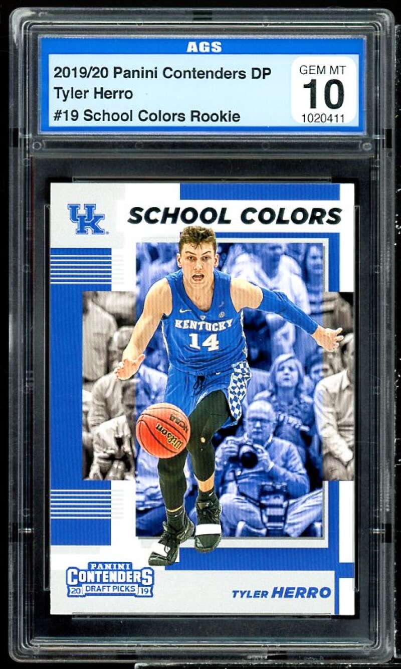 Tyler Herro Rookie 2019-20 Panini Contenders DP School Colors #19 AGS 10 GEM MT Image 1