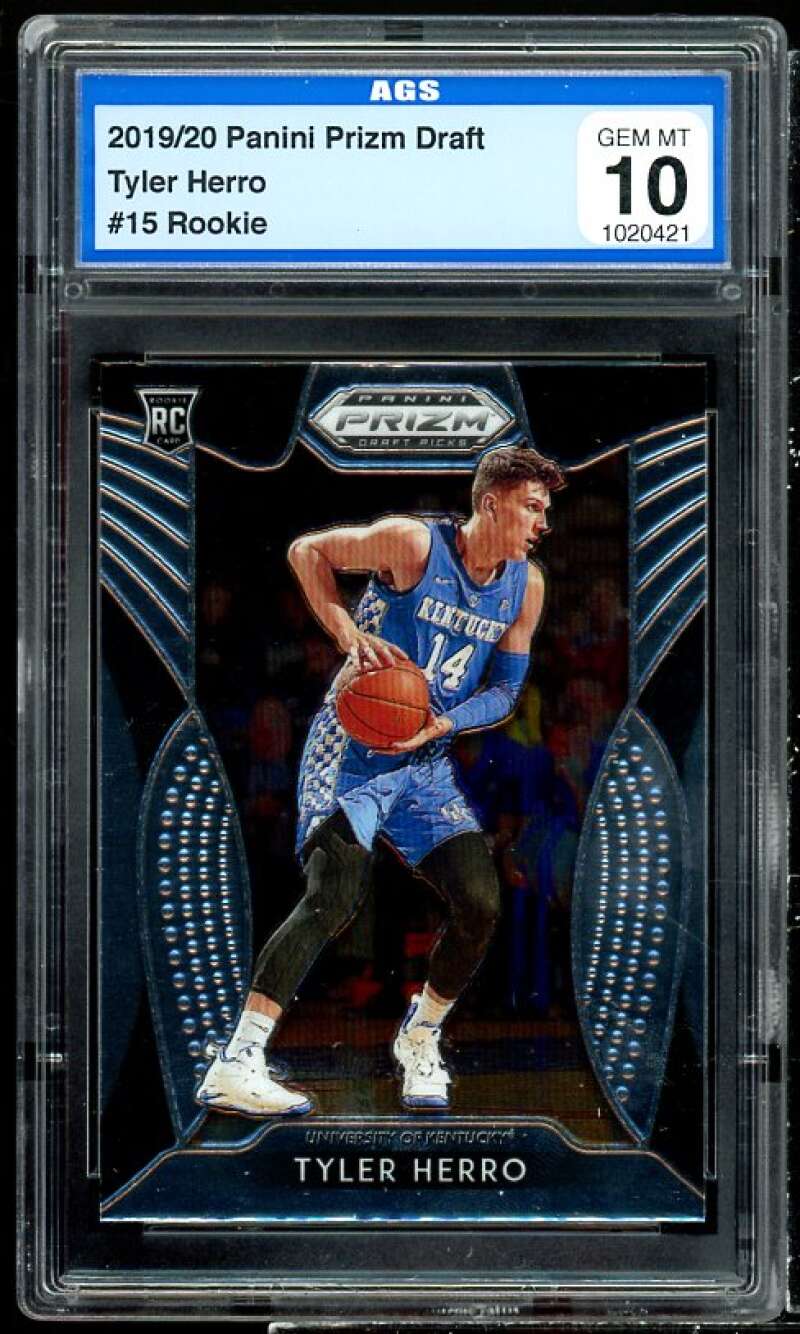 Tyler Herro Rookie Card 2019-20 Panini Prizm Draft Picks #15 AGS 10 GEM MT Image 1