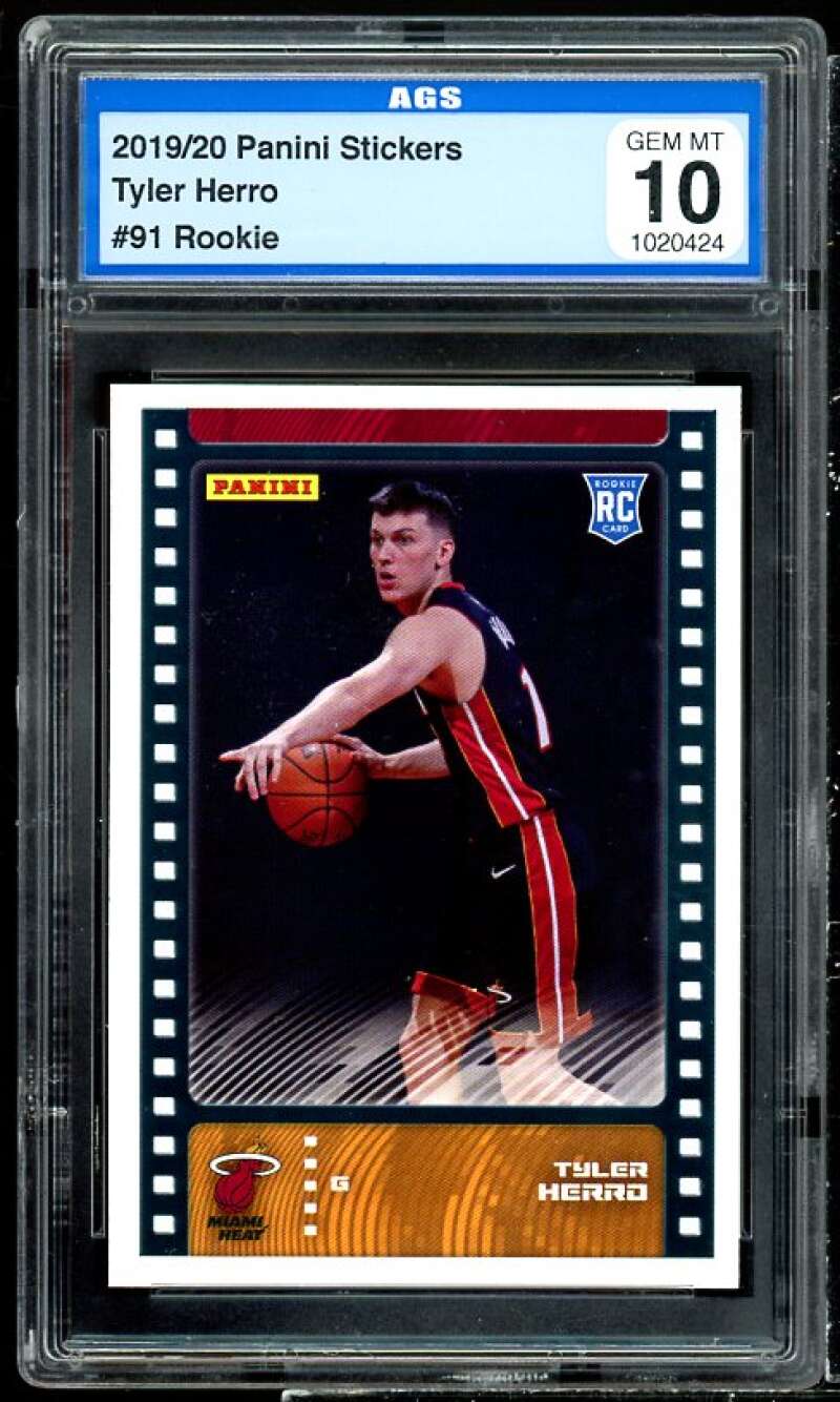 Tyler Herro Rookie Card 2019-20 Panini Stickers #91 AGS 10 GEM MT Image 1