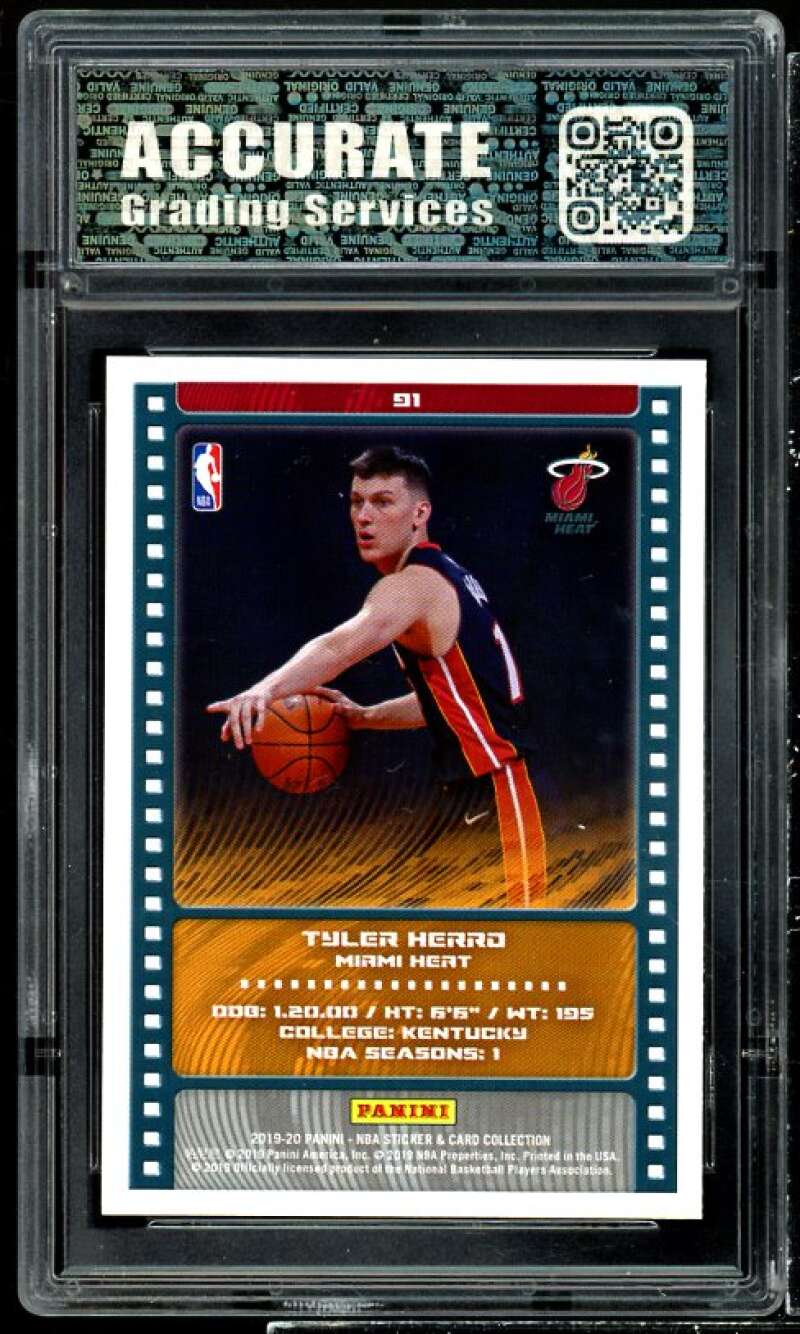 Tyler Herro Rookie Card 2019-20 Panini Stickers #91 AGS 10 GEM MT Image 2