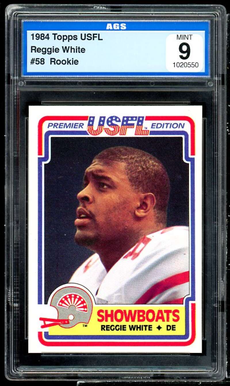 Reggie White Rookie Card 1984 Topps USFL #58 AGS 9 MINT Image 1