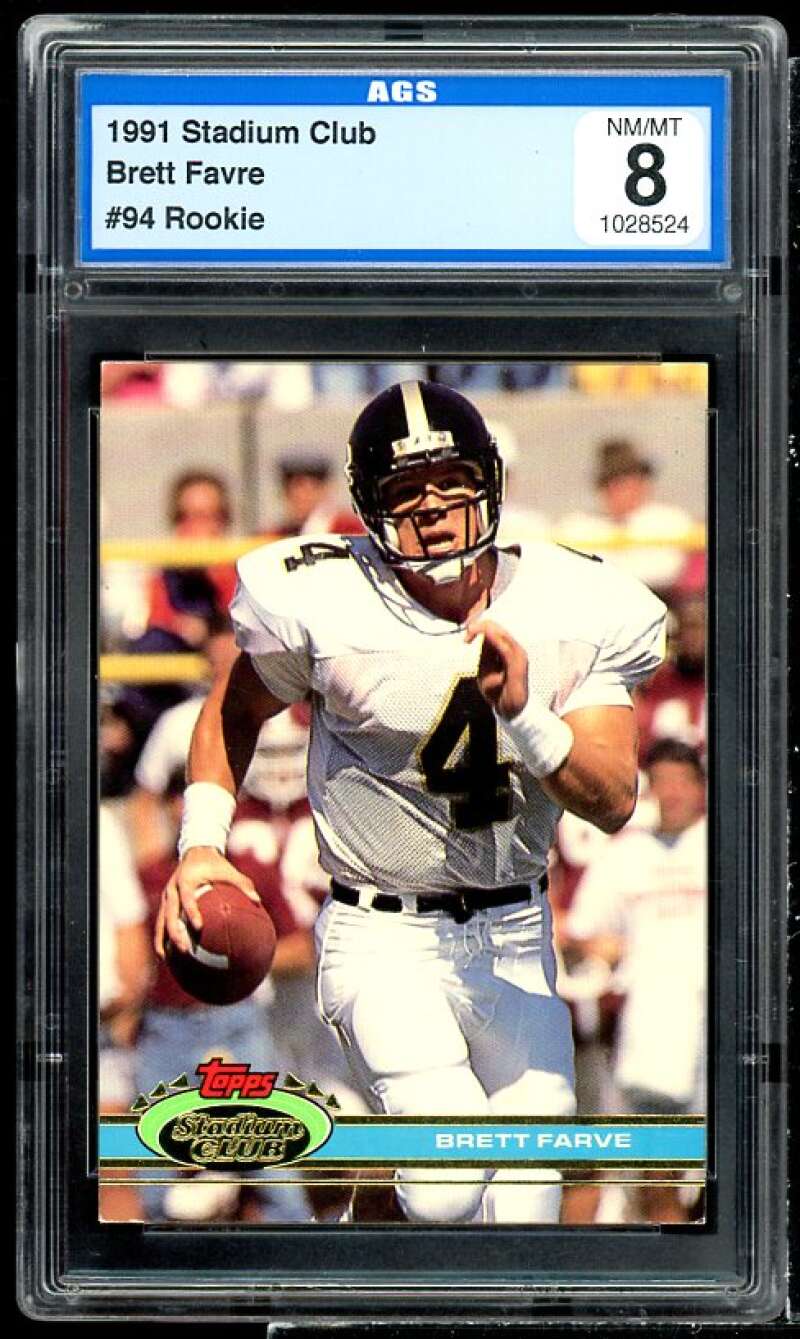 Brett Favre Rookie Card 1991 Stadium Club #94 AGS 8 NM/MT Image 1