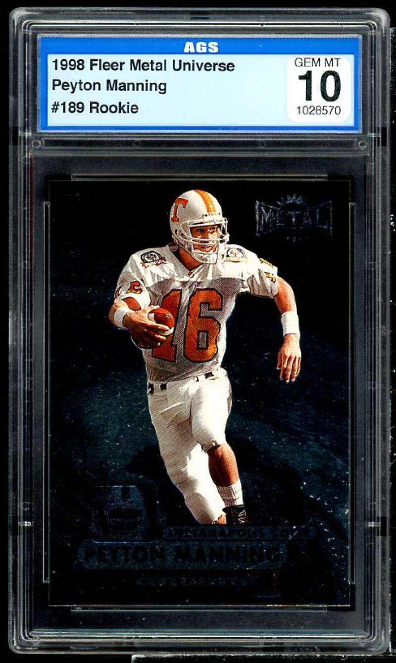 Peyton Manning Rookie Card 1998 Metal Universe #189 AGS 10 GEM MT Image 1