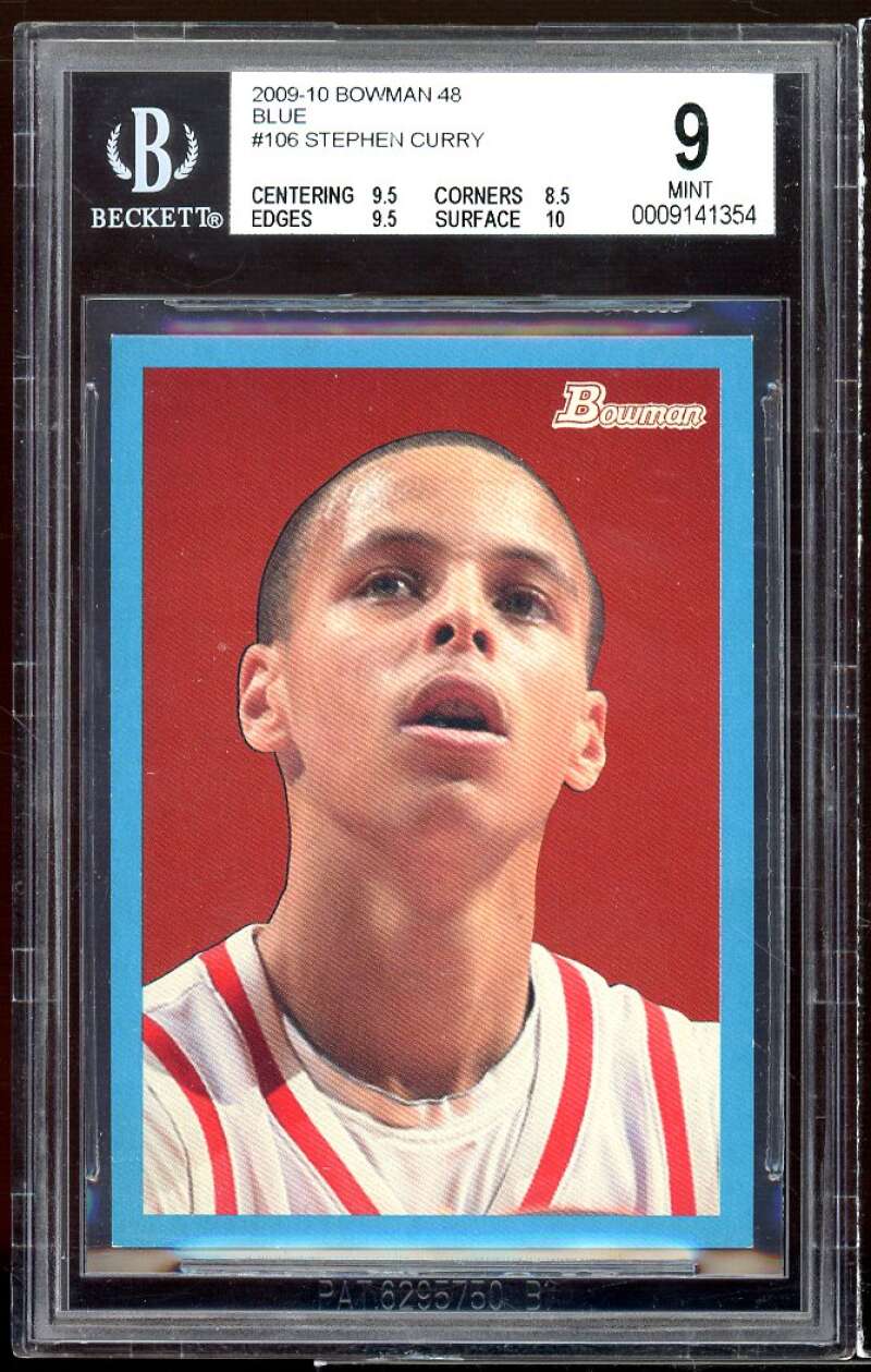 Stephen Curry Rookie Card 2009-10 Bowman 48 Blue #106 BGS 9 (9.5 8.5 9.5 10) Image 1