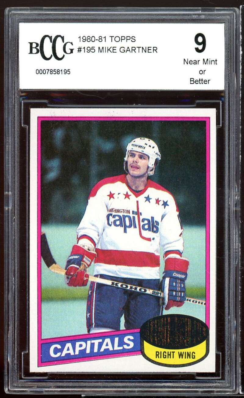 1980-81 Topps #195 Mike Gartner Rookie Card BGS BCCG 9 Near Mint+ Image 1