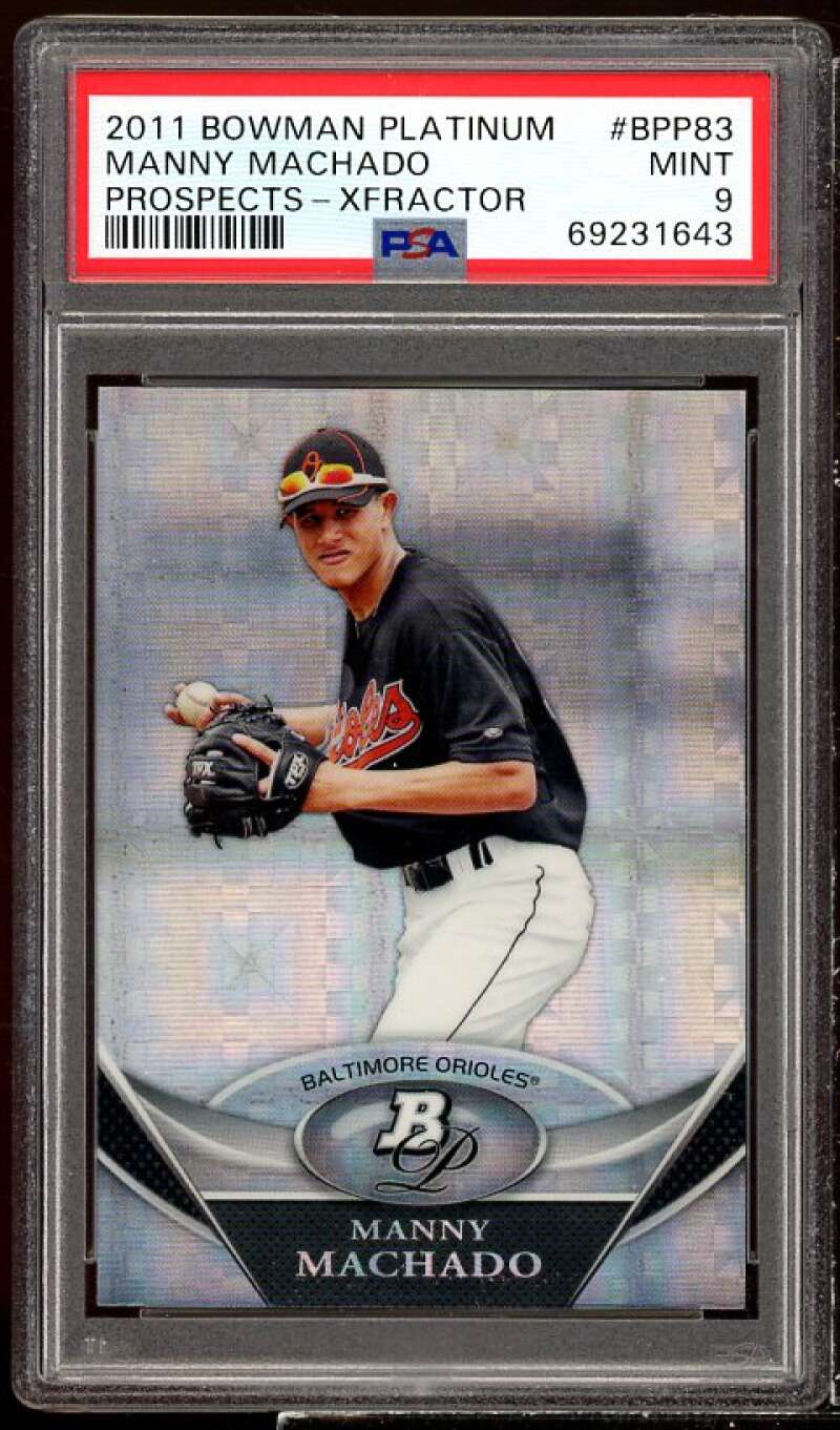 Manny Machado Rookie Card 2011 Bowman Platinum Prospects Xfractor #BPP83 PSA 9 Image 1