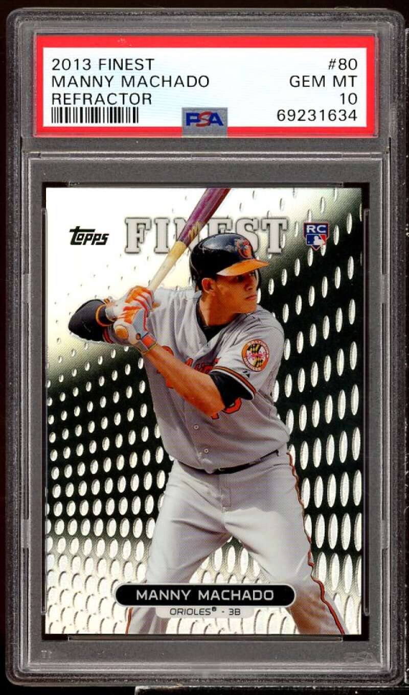 Manny Machado Rookie Card 2013 Finest Refractors #80 PSA 10 Image 1