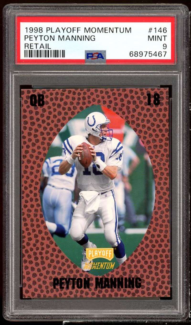 Peyton Manning Rookie Card 1998 Playoff Momentum Retail #146 PSA 9 Image 1