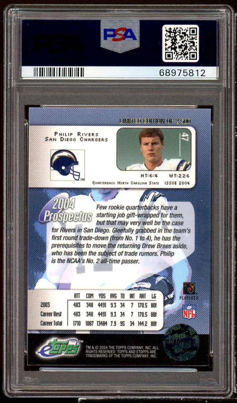 Philip Rivers Rookie Card 2004 eTopps #47 PSA 10 Image 2