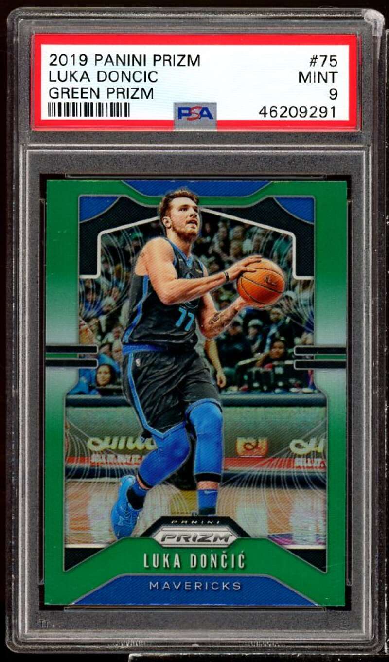 Luka Doncic Card 2019-20 Panini Prizm Green Prizm #75 PSA 9 Image 1