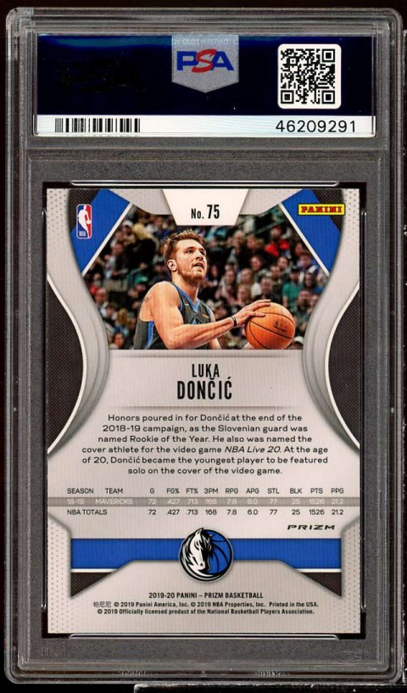 Luka Doncic Card 2019-20 Panini Prizm Green Prizm #75 PSA 9 Image 2