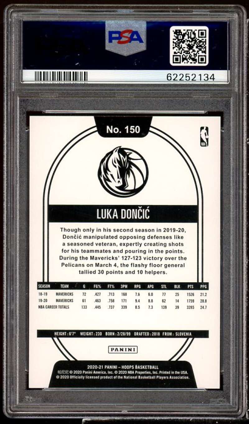 Luka Doncic Card 2020-21 Panini Hoops #150 PSA 9 Image 2