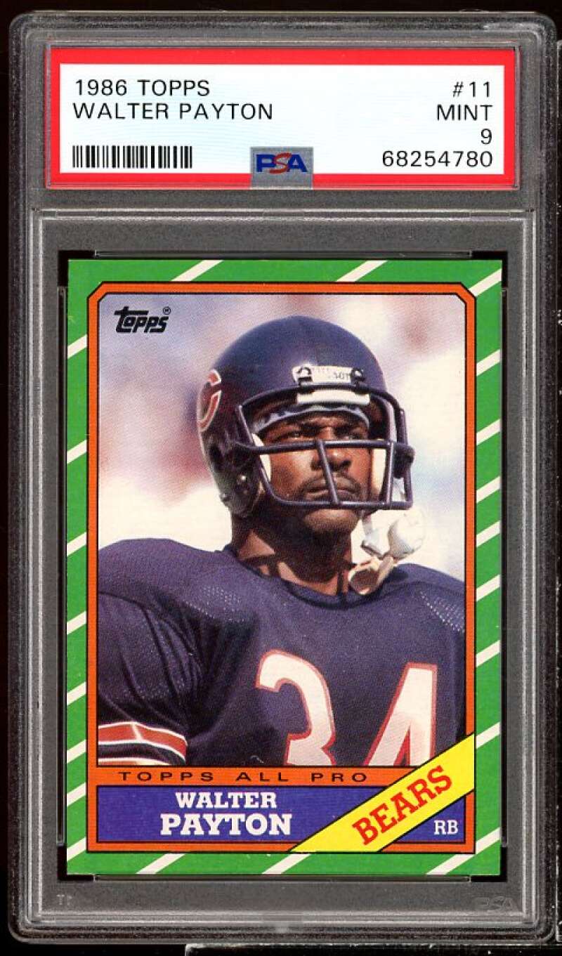 Walter Payton Card 1986 Topps #7 PSA 9 Image 1