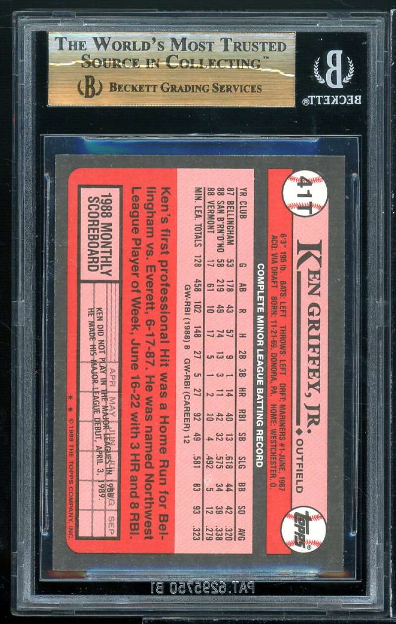 Ken Griffey Rookie Card 1989 Topps Traded #40T BGS 9.5 (9 9.5 9.5 9.5) Image 2