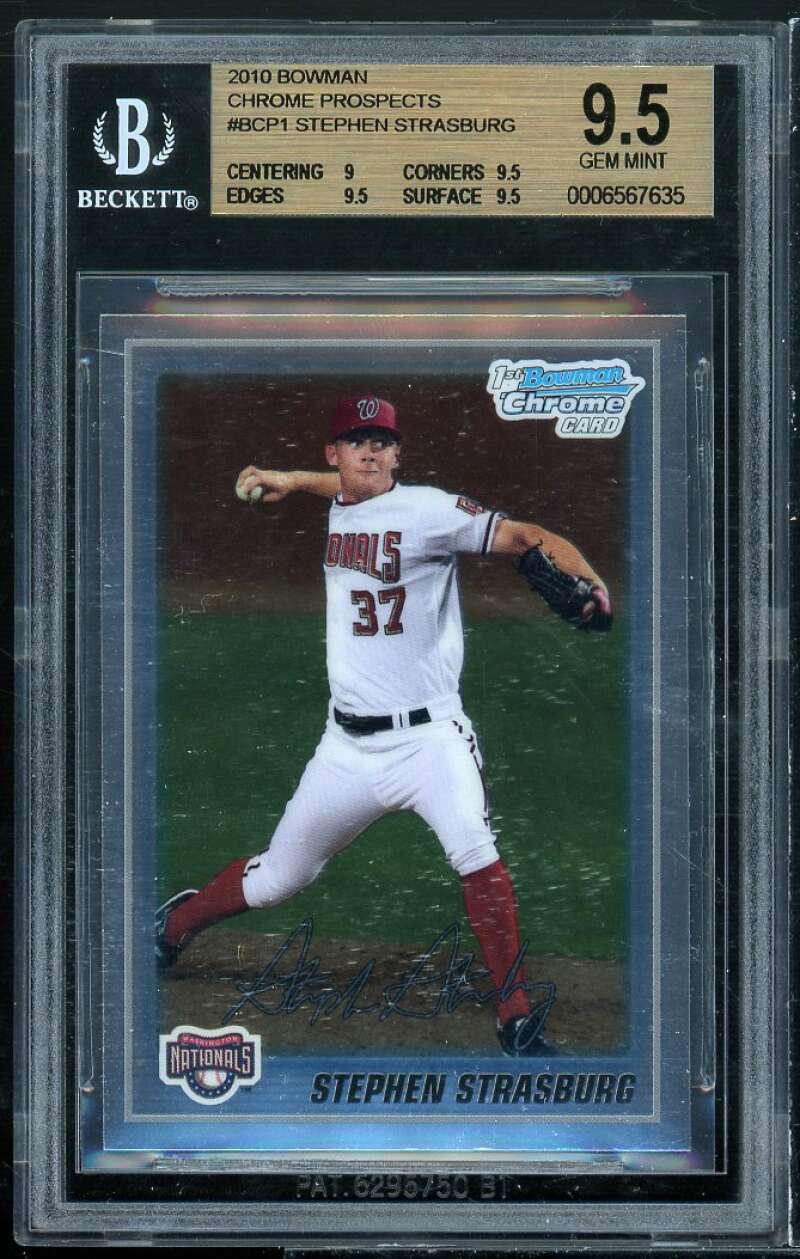 Stephen Strasburg Rookie Card 2010 Bowman Chrome Prospects #BCP1 BGS 9.5 Image 1