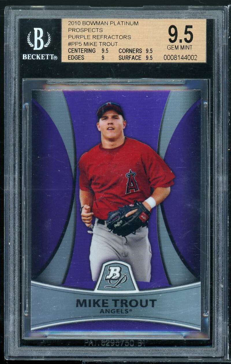 Mike Trout Rookie 2010 Bowman Platinum Prospects Purple Refractors #PP5 BGS 9.5 Image 1