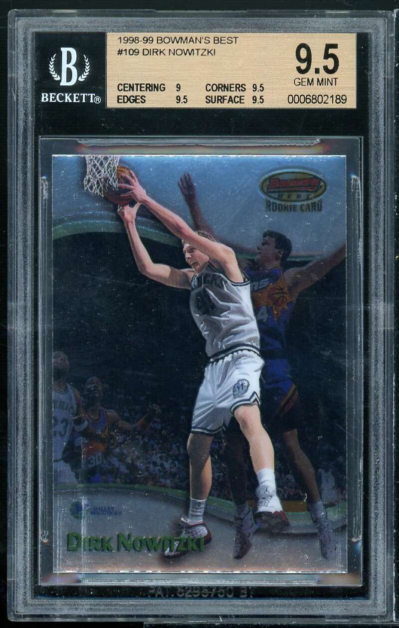 Dirk Nowitzki Rookie Card 1998-99 Bowman's Best #109 BGS 9.5 (9 9.5 9.5 9.5) Image 1