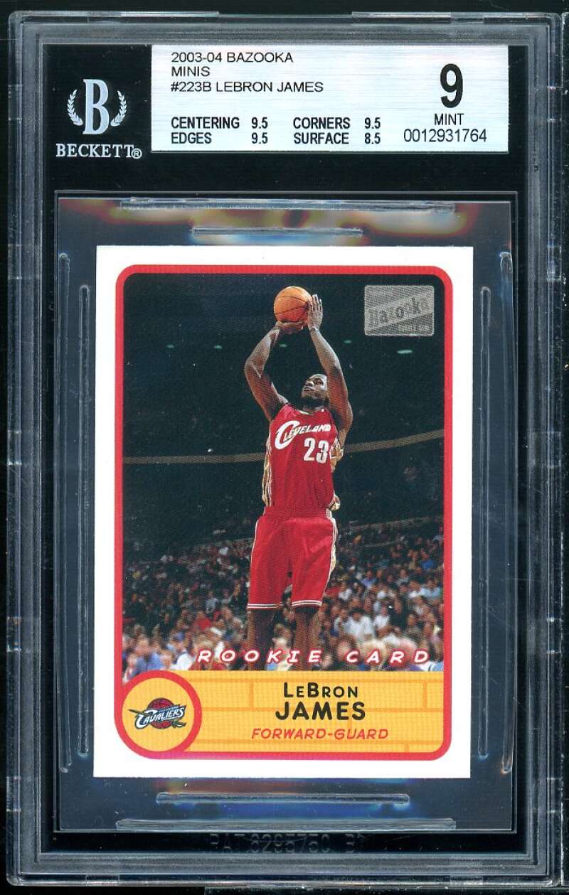 LeBron James Rookie Card 2003 Bazooka Minis #223B BGS 9 (9.5 9.5 9.5 8.5) Image 1