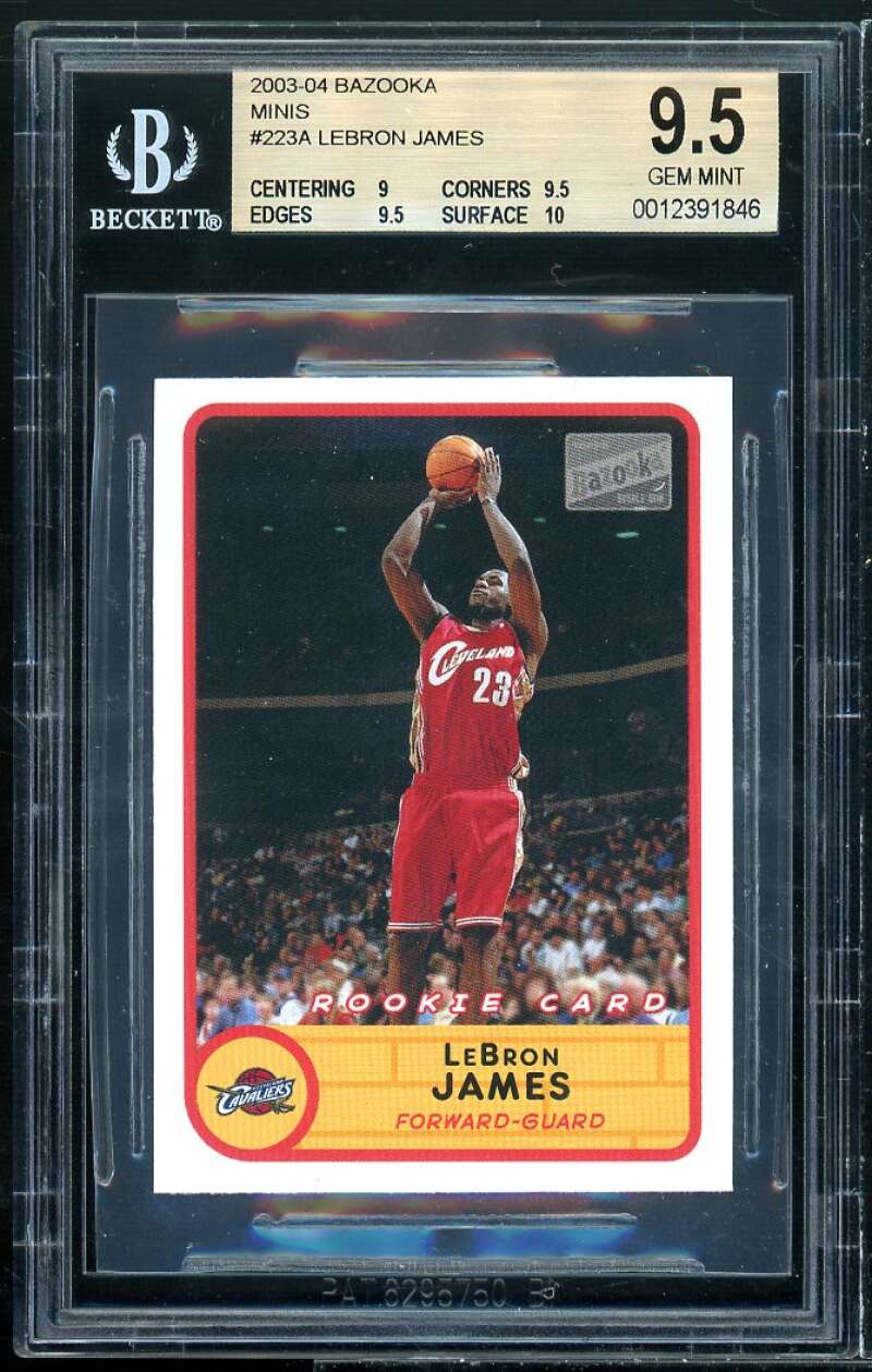 LeBron James Rookie Card 2003 Bazooka Minis #223A BGS 9 (9 9.5 9.5 10) Image 1