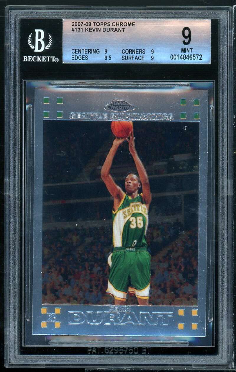 Kevin Durant Rookie Card 2007-08 Topps Chrome #131 BGS 9 (9 9 9.5 9) Image 1