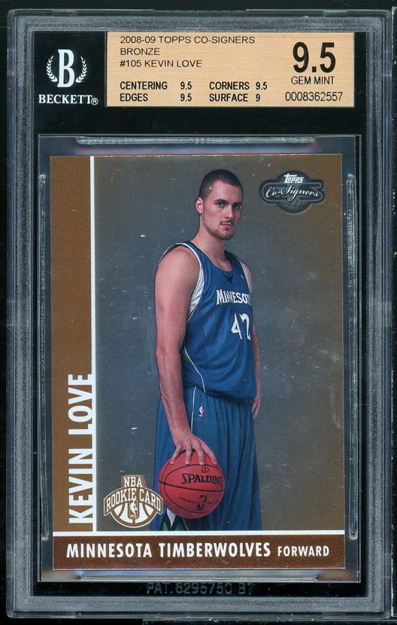 Kevin Love Rookie Card 2008-09 Topps Co-Signers Bronze (pop 4) #105 BGS 9.5 Image 1