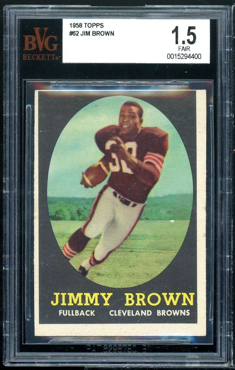 Jim Brown Rookie Card 1958 Topps #62 BGS BVG 1.5 Image 1