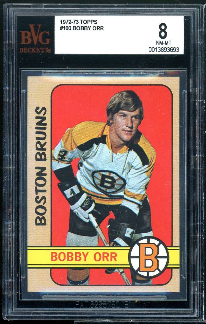 Bobby Orr Card 1972-73 Topps #100 BGS BVG 8 Image 1