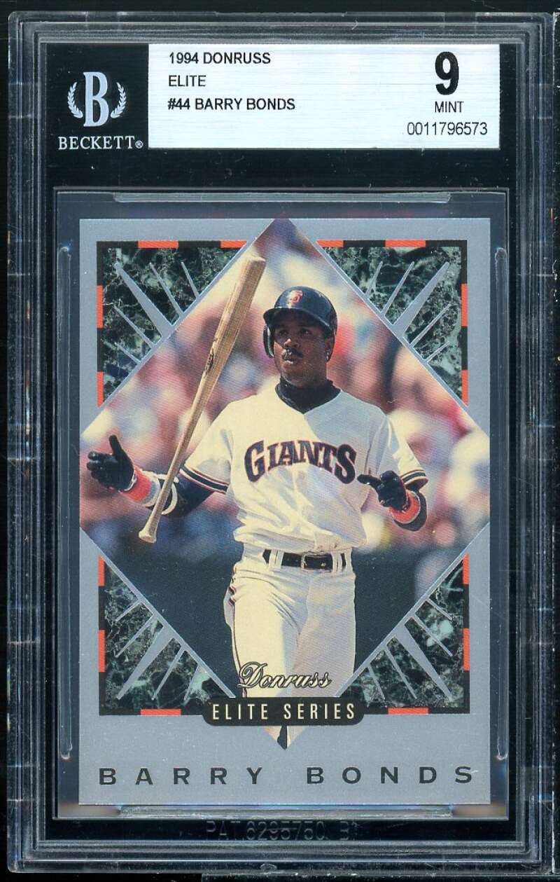 Barry Bonds Card 1994 Donruss Elite #44 (pop 6) BGS 9 Image 1