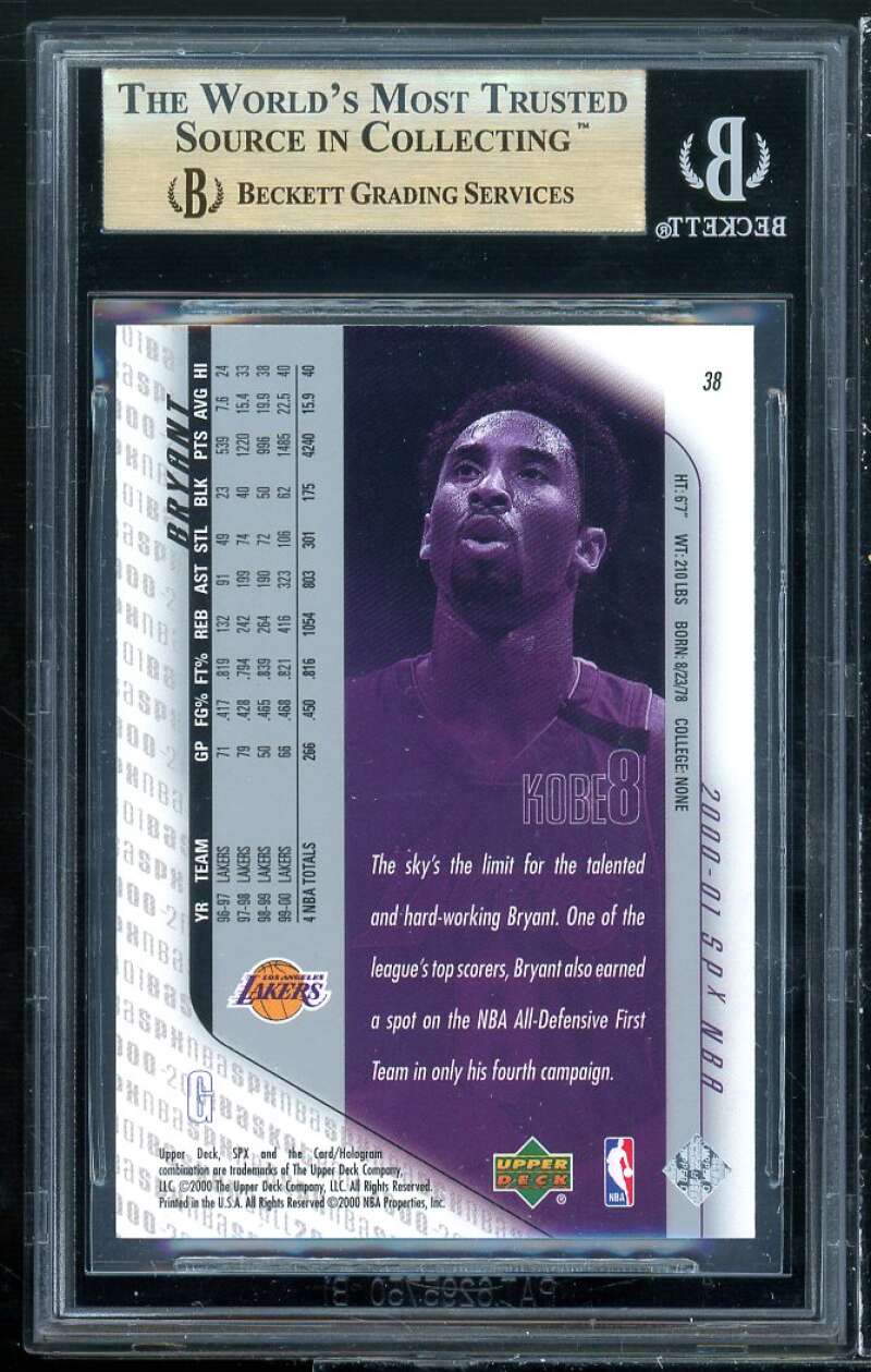 Kobe Bryant Card 2000-01 SPX #38 BGS 9.5 Image 2