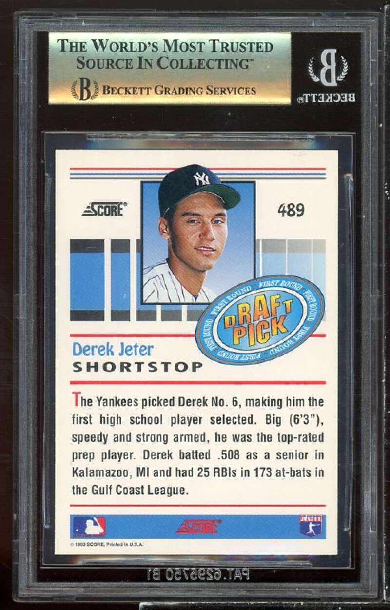 1993 Score Derek Jeter (Draft Pick) #489 PSA Gem Mint 10.