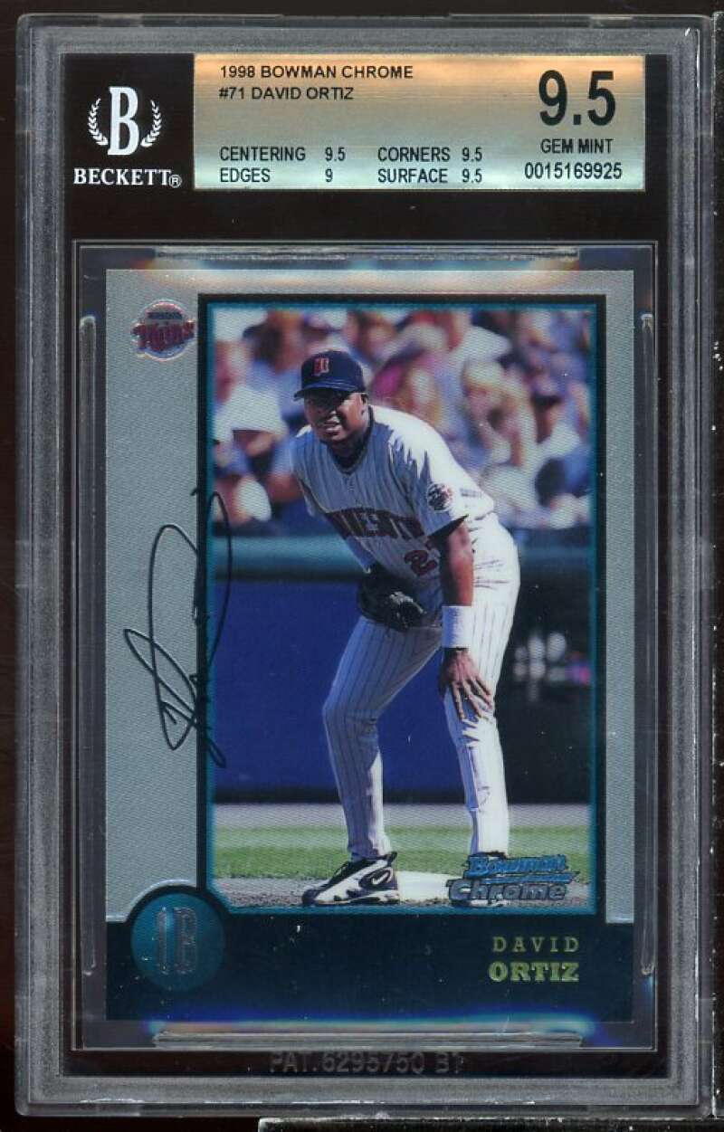 David Ortiz Rookie Card 1998 Bowman Chrome #71 BGS 9.5 (9.5 9.5 9 9.5) Image 1