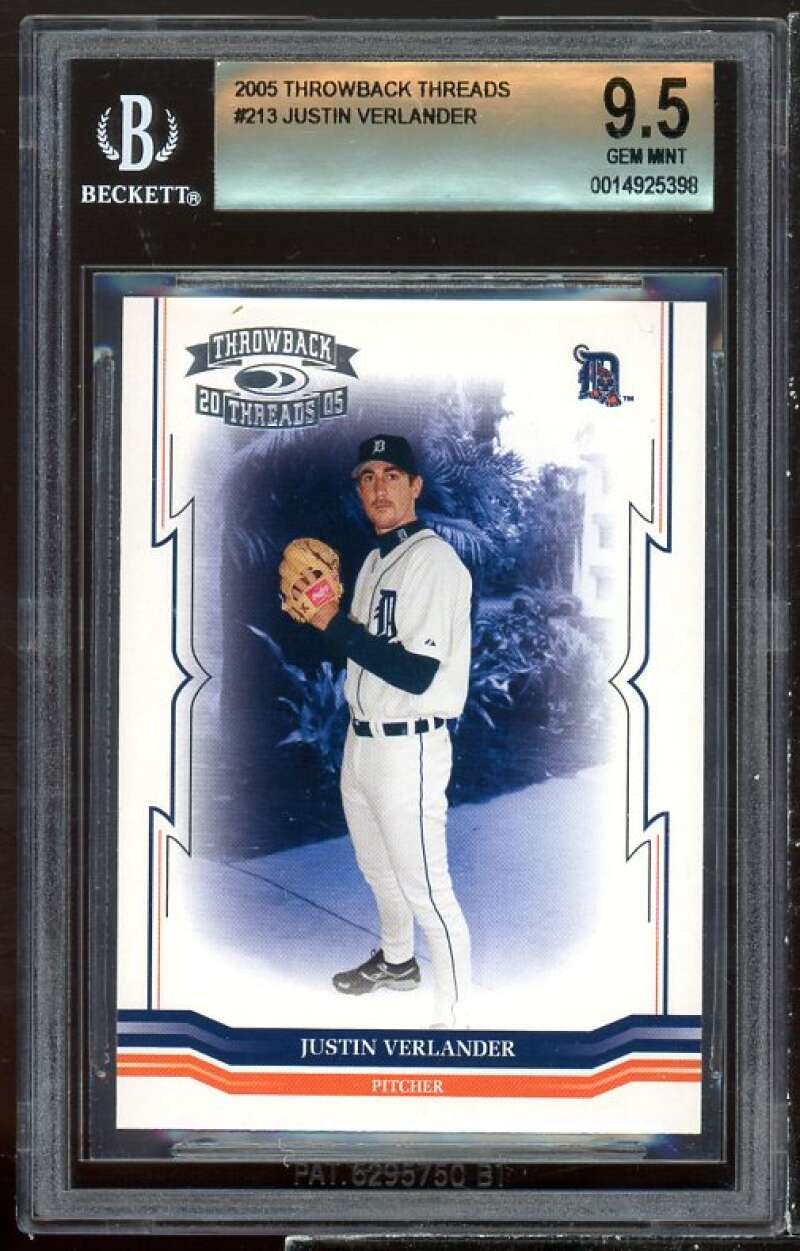 Justin Verlander Rookie Card 2005 Throwback Threads #213 BGS 9.5 Image 1