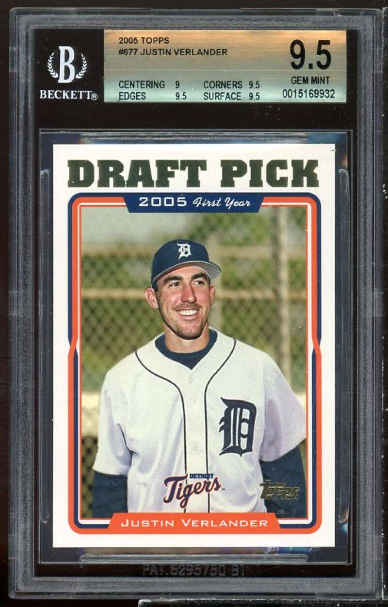 Justin Verlander Rookie Card 2005 Topps #677 BGS 9.5 (9 9.5 9.5 9.5) Image 1