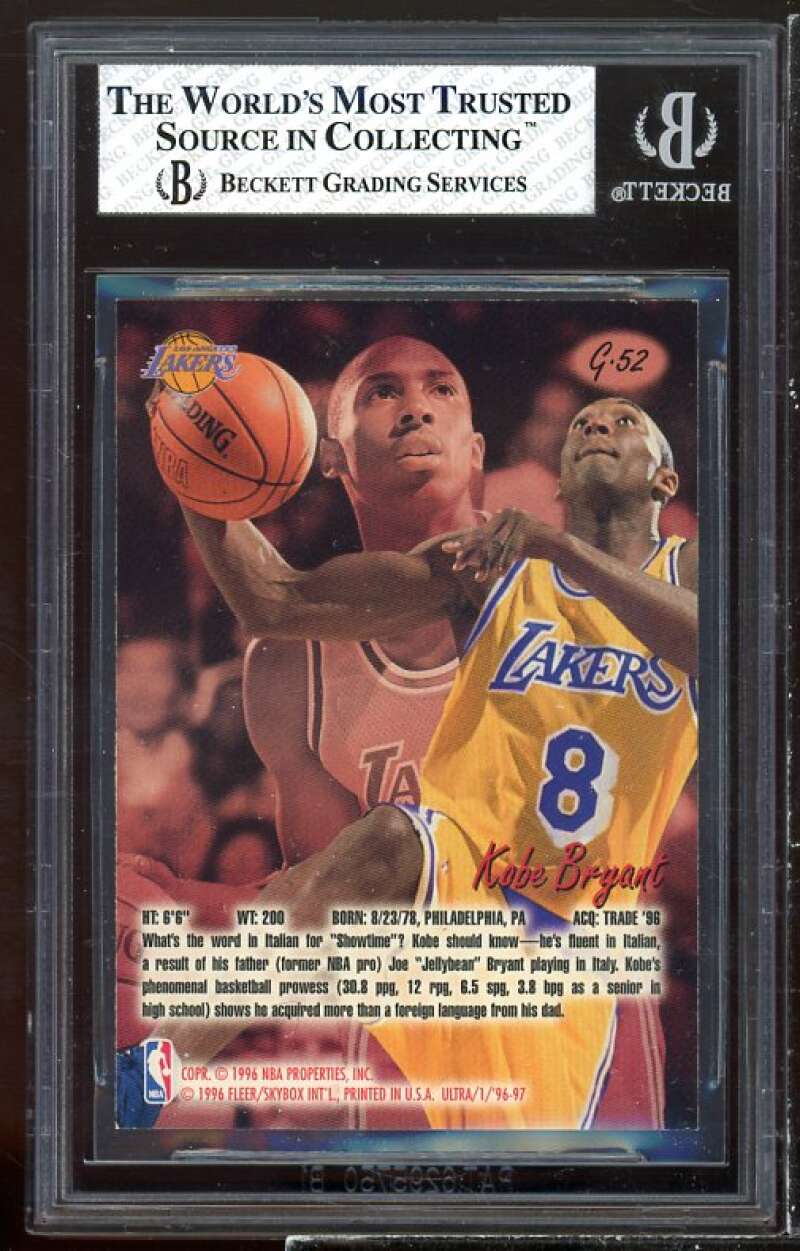 Kobe Bryant Rookie Card 1996-97 Ultra Gold Medallion #G52 BGS 7.5 (9.5 7 7.5 9) Image 2