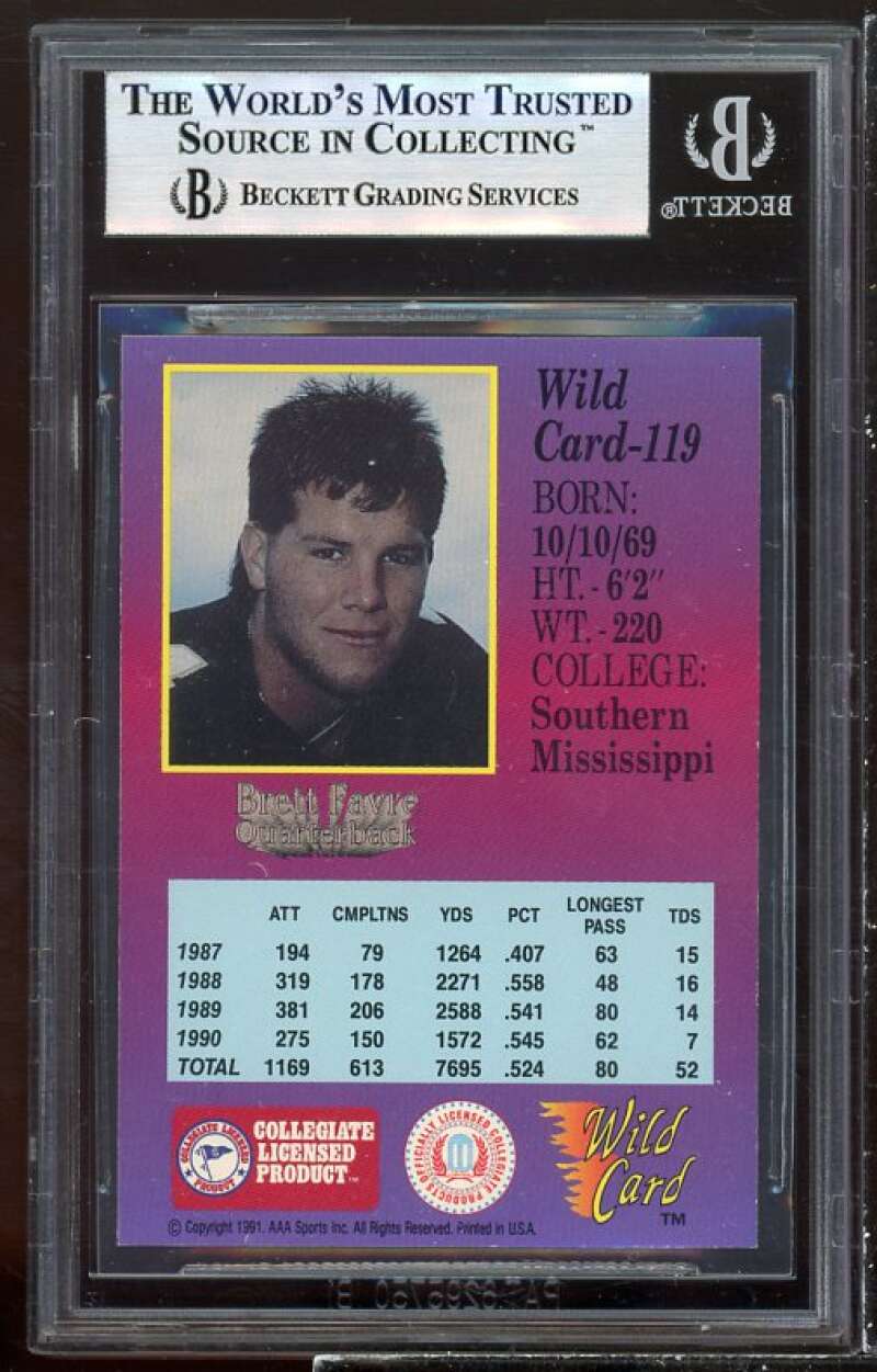 Brett Favre Rookie 1991 Wild Card Draft 10 Stripe #126 BGS 8.5 (9.5 8.5 8 8.5) Image 2