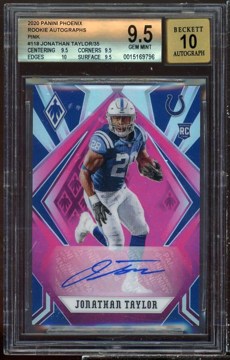 Jonathan Taylor 2020 Panini Phoenix Rookie Auto Pk #118 BGS 9.5 (9.5 9.5 10 9.5) Image 1