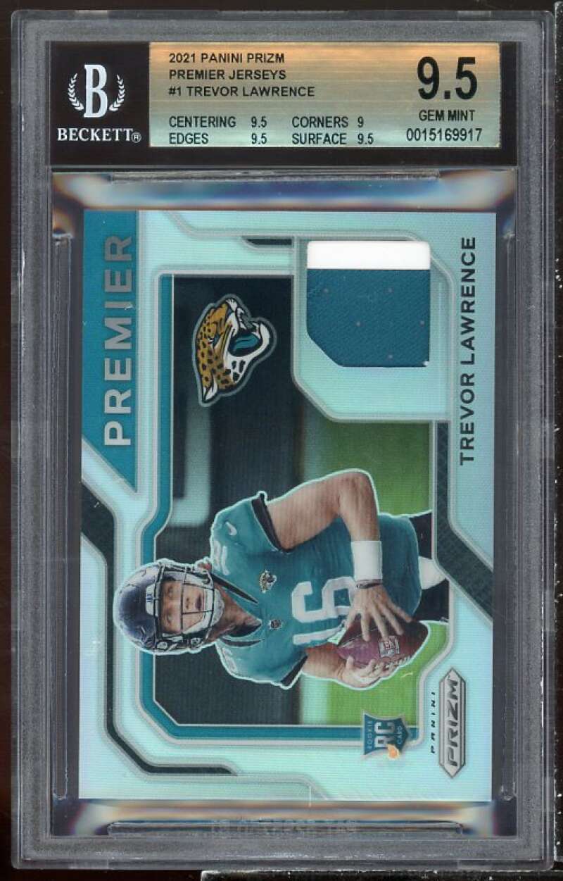 Trevor Lawrence Rookie Card 2021 Panini Prizm Premier Jerseys #1 BGS 9.5 Image 1