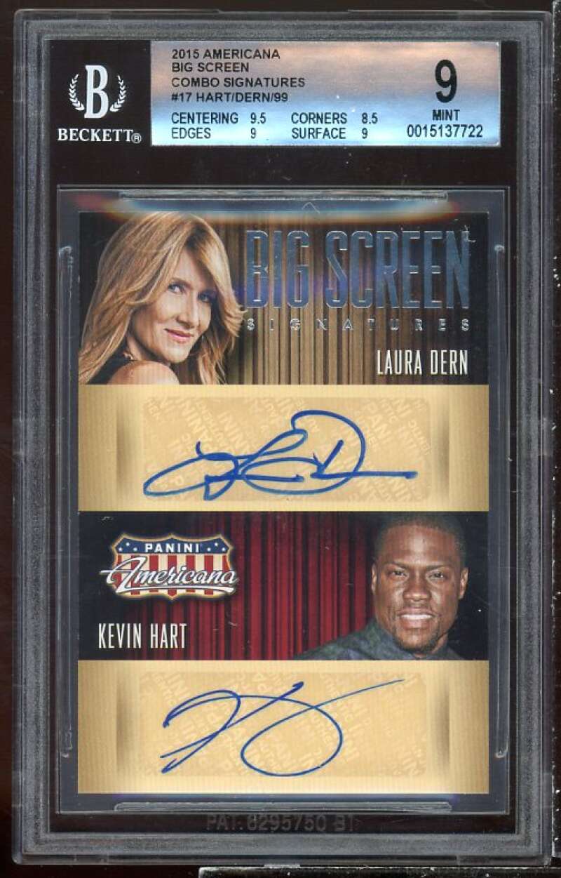 Laura Dern / Kevin Hart Card 2015 Americana BS Combo Signatures #17 BGS 9 Image 1