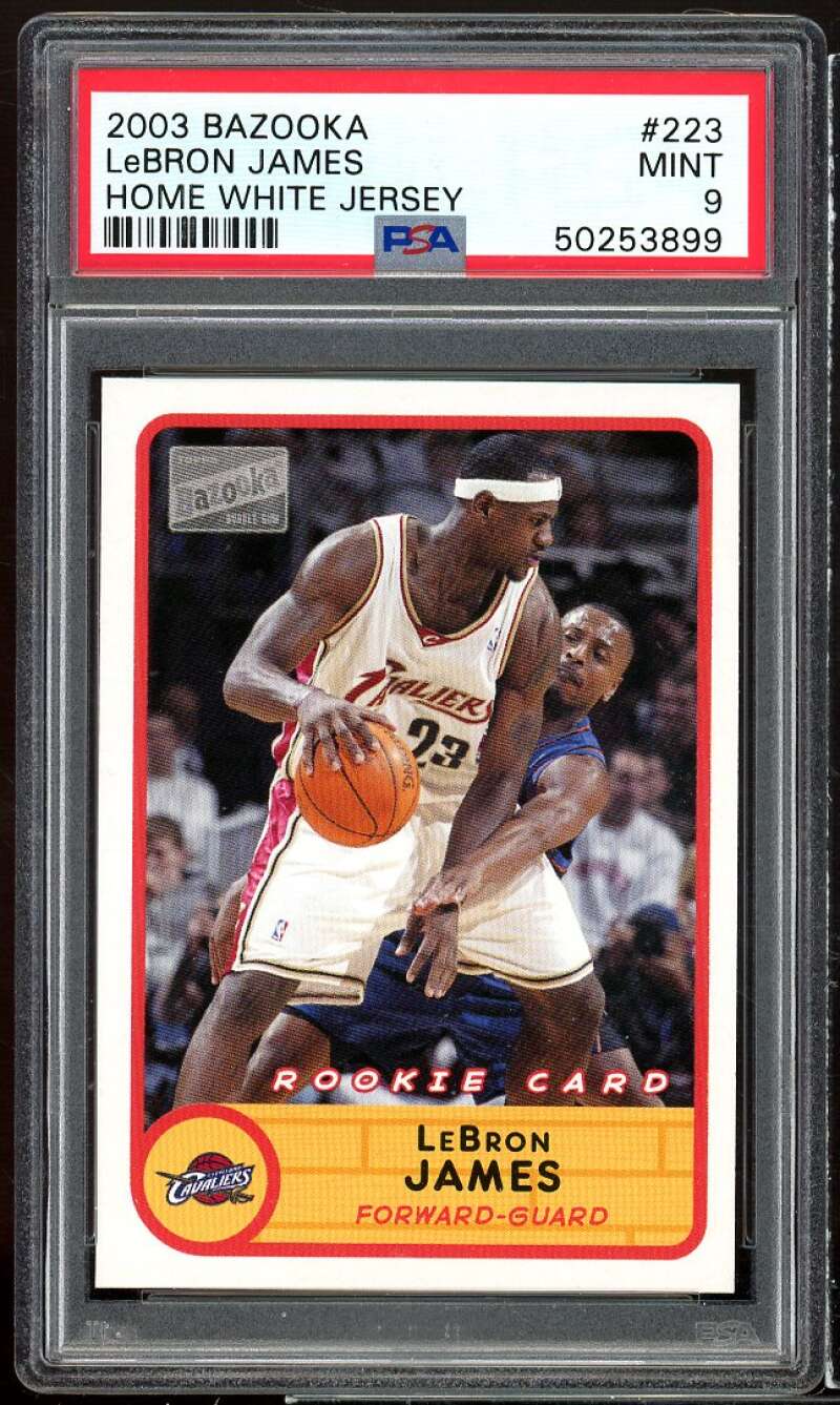 Lebron James Rookie Card 2003-04 Bazooka Home White Jersey #223 PSA 9 Image 1