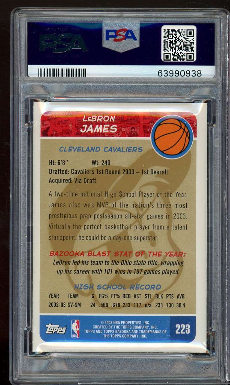 Lebron James Rookie Card 2003-04 Bazooka Road Red Jersey Gold #223 PSA 8.5 Image 2