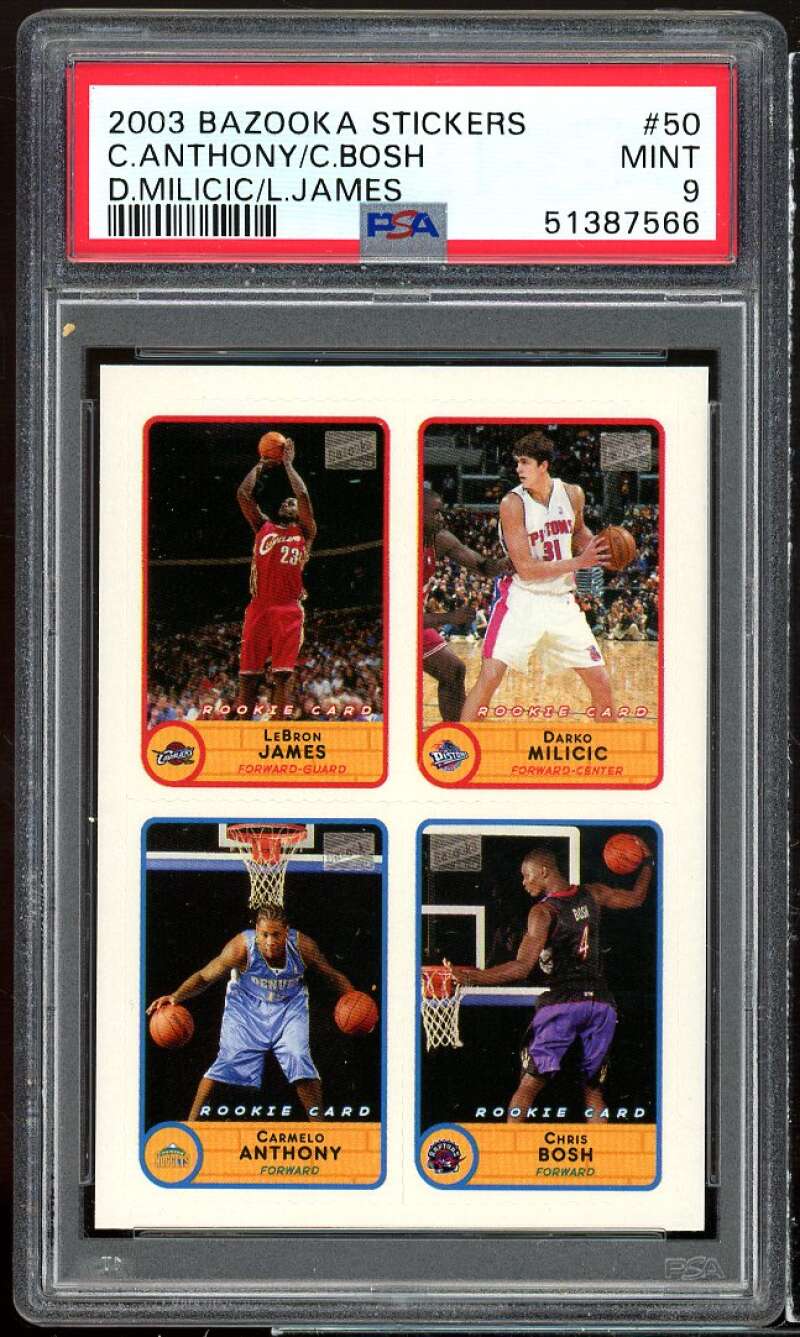 Carmelo / Bosh / Lebron James Rookie Card 2003-04 Bazooka Stickers #50 PSA 9 Image 1