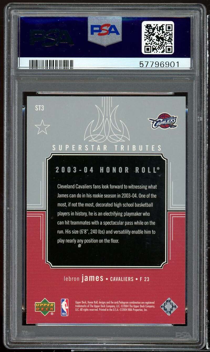 Lebron James Rookie Card 2003-04 U.D. Honor Roll Superstar Tributes #st3 PSA 10 Image 2